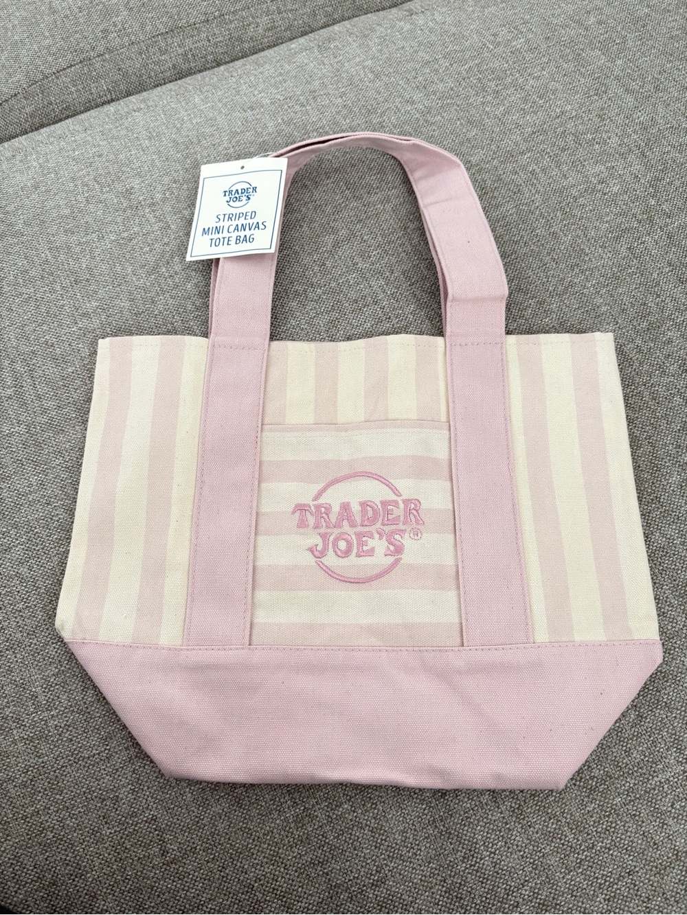 Trader Joe’s Pink Striped Canvas Tote Bag